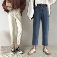 在飛比找momo購物網優惠-【D.studio】韓版復古寬鬆直筒高腰牛仔褲(寬褲 褲子 