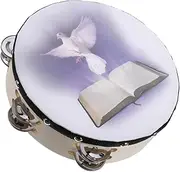 Abaodam Tambourine Handheld Percussion Musical Instrument with Dove Pattern Design for Parties Karaoke and