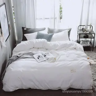 純色白色床包四件組-純色簡約適合裸睡床包 床單床套 被套 被單 枕頭套雙人標準加大床包四件組