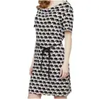HATLEY NWT Large Elephant Print Black White Belted Cowl Neck Knee Length Dress