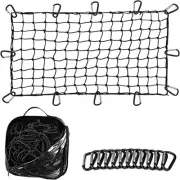 Truck Bed Cargo Net – 4 x 6 Foot, Heavy-Duty Elastic Mesh with 12 Black Clips