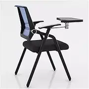 Folding Conference Room Chairs with Desk Attached,Tablet Arm Chairs Mesh Office Chair with Lumbar Support,Guest Reception Chair for Waiting Room(Blue)