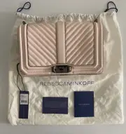 Designer Rebecca Minkoff Quilted Crossbody Leather Bag Soft Blush Light Pink