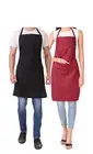 Simple Ajustable Combo of 2 Black & Maroon Color Cotton Fabric Apron For Unisex