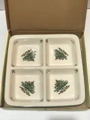 Spode Christmas Tree Procelain Square 4 Section Tidbit Dish New in Box