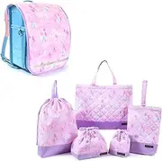 COLORFUL CANDY STYLE NU101800 Kindergarten Entrance 6-Piece Set, Lesson Bag, Shoe Case, Drawstring Bag, Gymnastics Clothing Bag, Lunch Bag, Cup Bag, Small Items, School Bag Cover, Pastel Balloons,