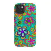 For iPhone 15 Plus Tough Case Compatible with MagSafe Retro Floral Design