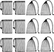 Lnngub 12 Pcs Small Mesh Bags,6x4 Inch Black Mesh Bags Drawstring Black Mini Nylon Net with Drawstrings for Storage Small Items, Black, s
