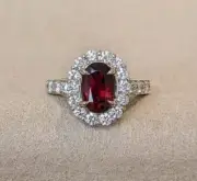 3.67 Ct Oval Cut Natural Ruby Diamond Anniversary Ring 14K solid White gold