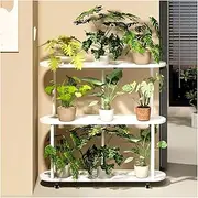 Flower Stand,Solid Wood Flower and Grass Potted Plant Stand,Three-layerstorage Rack,(with Pulleys) Suitable for The Corner(White,60x29x106.5cm)