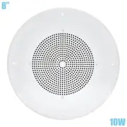 Single 10W 8" In Ceiling Amplified Music Paging Speaker w/ Volume Control White