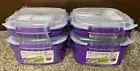 NEW (Lot of 4) Sistema Microwave Cookware Steamers Purple Containers 83.5oz 2.4L
