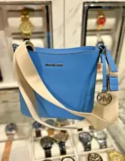 Michael Kors Jet Set Travel Small Crossbody Handbag Messenger Bag Purse- Blue
