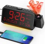 Projection Alarm Clock for Bedroom Ceiling, Digital Clock Projector with Weekday