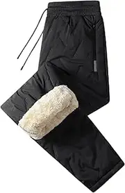[Wedhapy] Unisex Fleece Jogging Bottoms Unisex Fleece Jogging Bottoms Warm Thick Straight Winter Pants for Men Windproof Waterproof Mens Winter Pants Elastic Drawstring,2XL