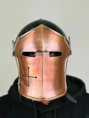 Barbuta Helmet Medieval Knight Armor LARP Cosplay Barbuta Visored Warrior Helmet