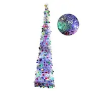 5FT Artificial Christmas Tree Pop Up Christmas Tree Tinsel Coastal Multicolor