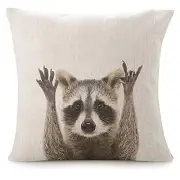 Throw Pillow Covers for Couch Funny Cute Raccoon Bed Or Sofa Pillows Case