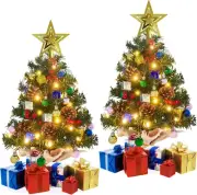2 Pack Mini Christmas Tree, 2FT Artificial Small Christmas Tree with 50 Lights P