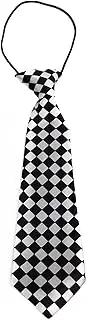 [Tie Store Australia] Kids Boys Black & White Patterned Elastic Neck Tie - Small Checkers Black and White