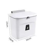 7/9L Hanging Trash Can For Kitchen Large Capacity Wall Mounted Trash Bin W/Lid