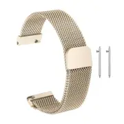 18mm Stainless Steel Mesh Watch Band with Magnetic Buckle, Vintage Gold