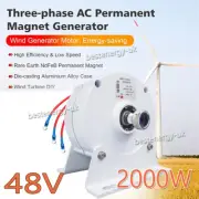 2KW 3-Phase Gearless Permanent Magnet Generator Alternator Motor Controller 48V