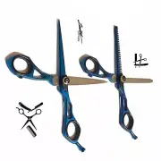 Blue Black High Grade Steel J420 Scissor/Thinner Kit Extra Sharp Barber Scissors