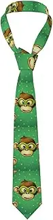 [GDSHJKLW] Ties For Men Fashion Mens Silk Ties Novelty Soft Neck Tie Green Clever Monkey Floral Necktie For Mens Gift Business Party Wedding, Black