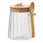Sugar Container Food Storage Jar Capacity Glass with Spoon for Coffee
