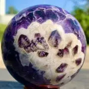 1.32LB Natural beautiful Dream Amethyst Quartz Crystal Sphere Ball Healing