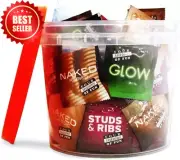 Assorted Pleasures Bulk Condoms Bucket, 144 Count, Pack of 144