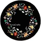 Multicolour Stone Inlay Work Coffee Table Top Round Marble Side Table for Office