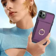 IPhone 11 Pro Max Case With Card Holder,Military Grade Drop Protection,Durable Shockproof Cover-Purple