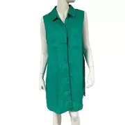 Chicos Side Slit Linen Tunic Sleeveless Top Congo Green NWT Womens Size 2 12/14