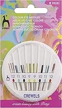 Pony P10281 Coloured Eye Embroidery/Crewel Hand Sewing Needles 24 Pcs Sizes 9-12