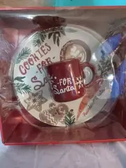 Cookies for Santa Plate and Mug Set Ceramic NIB St.Nicholas Square