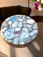 "Beautiful Agate Stone Coffee Table Top - Handcrafted Crystal Luxury Countertop"