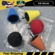 5x Foam Drill Polishing Cone Ball Pads Car Hub Waxing Buffing Wheel Polisher Set