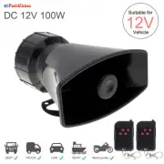 100W 12V 7 Sound Loud Car Vehicle Alarm Warning Horn Siren PA Speaker MIC System