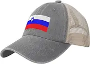 [Generic] Flag of Slovenia Cowboy Mesh Baseball Cap for Slovenian Man Woman Outdoor Adjustable Denim Hat