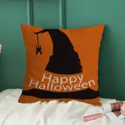 Cotton Linen Pillowcase Room Halloween Throw Set with Witch Spider Ghost Print