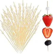 200 PCS Pearl Bamboo Toothpicks for Appetizers and Drinks - 4.7 Inch Long Skewers for Wedding Party Decorations and Charcuterie Accessories