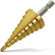 P&N QUICKBITS 4-12mm 8-Step 1/4-Hex HSS-TiN Step Drill Bit