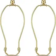Brass 8 Inch Lamp Harp - 2 Set, Detachable Shade Holder for Table & Floor Lamps, Heavy Duty Bracket with Standard Saddle & Finial