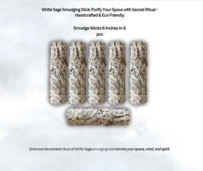 White Sage Smudging Stick Purify 6 Inches 6pcs Aroma Therapy Purification