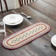 Celebration 13x36 Table Runner JUTE STENCIL STAR Americana White Blue Barn Red