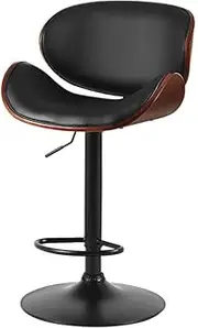 Artiss Bar Stools Stool Adjustable Kitchen Swivel Counter Barstools Dining Chair Gas Lift Black Leather in 57-78cm Seat Height Floor Set for Home Bar Dining Room Cafe Outdoor Indoor