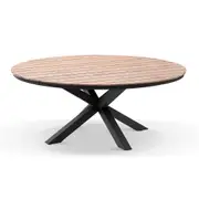 Tuscany Large Round 1.8m Outdoor Aluminium and Teak Top Dining Table - Outdoor Aluminium Tables