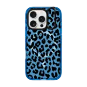 iPhone 16 Pro Impact Ring Stand Case MagSafe Compatible Black Transparent Leopard Print